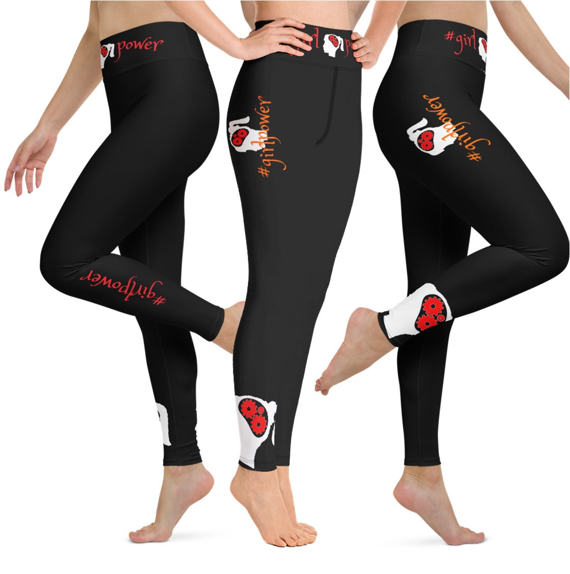 Athletic Wear Leggings for Active Girls- #girlpower. Wear-Your-Attitude Yoga Pants- Black, Beige, Plum . WickedYo.